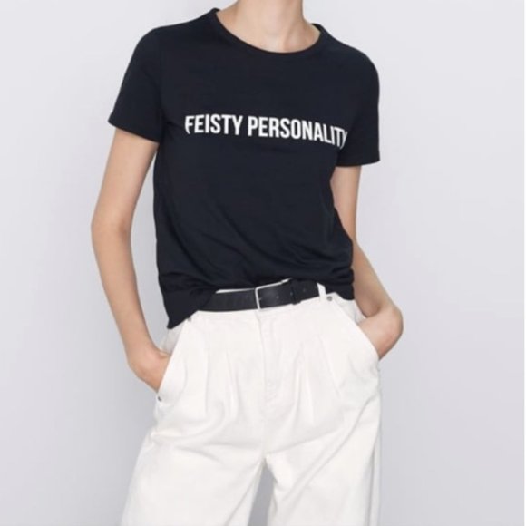 Zara Tops - Zara Feisty Personality black t-shirt